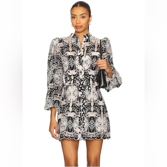 Elliatt Dresses & Skirts - Elliatt Jolie Long Sleeve Mini Dress in Black & White NEW Revolve